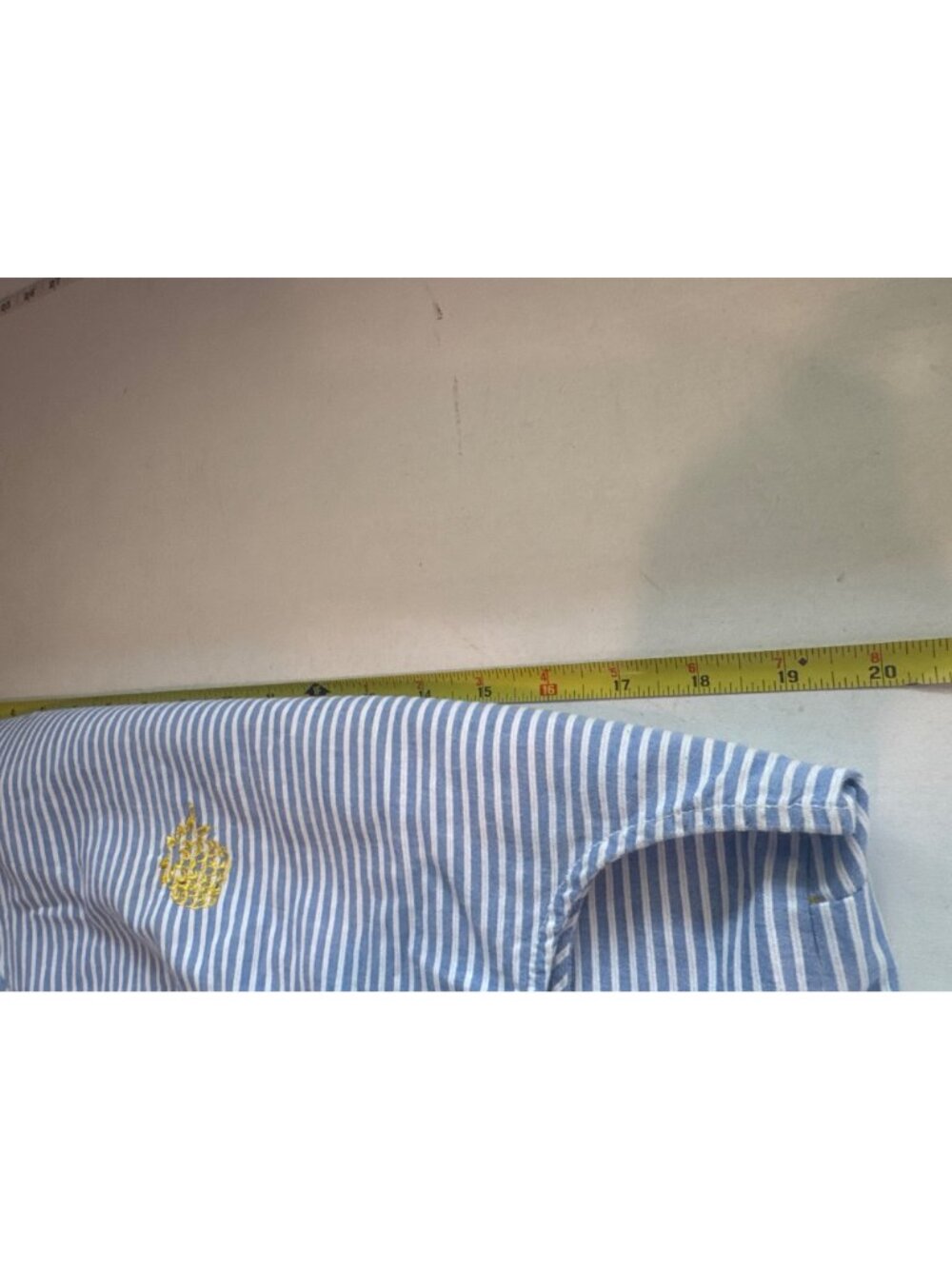 J.Crew Womens Top Sz 12 Blue Striped Pineapple Seersucker Preppy Beachy Classic - Picture 6 of 9